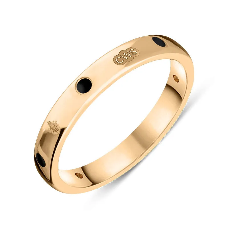 9ct Rose Gold Whitby Jet Queen's Jubilee Hallmark 3mm Ring D