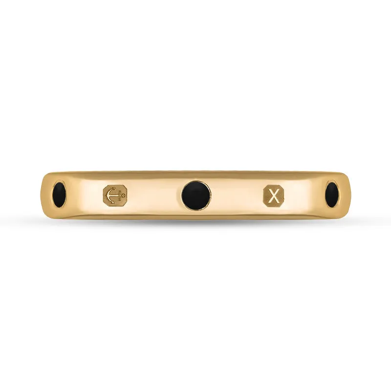 9ct Rose Gold Whitby Jet Queen's Jubilee Hallmark 3mm Ring D