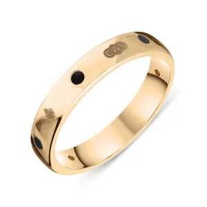 9ct Rose Gold Whitby Jet Queen's Jubilee Hallmark 4mm Ring D