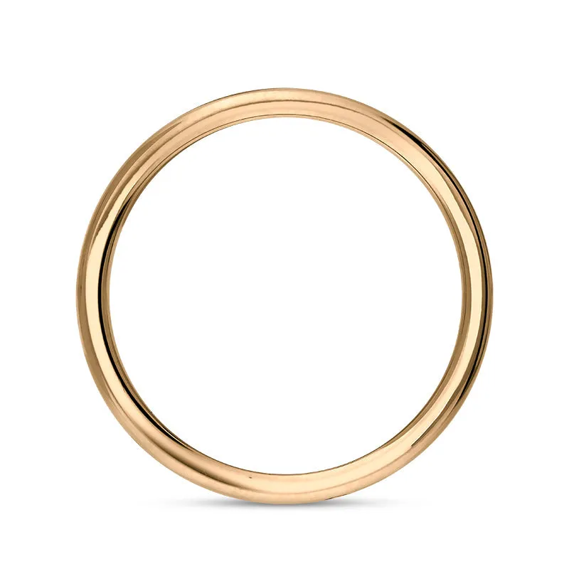 9ct Rose Gold Whitby Jet Queen's Jubilee Hallmark 4mm Ring D