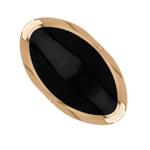 9ct Rose Gold Whitby Jet Queen's Jubilee Hallmark Large Oval Ring D