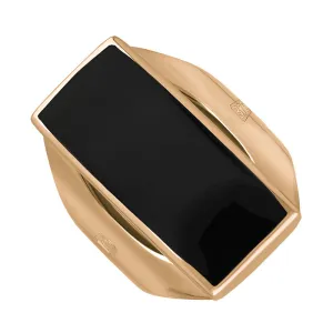 9ct Rose Gold Whitby Jet Queen's Jubilee Hallmark Medium Oblong Ring D