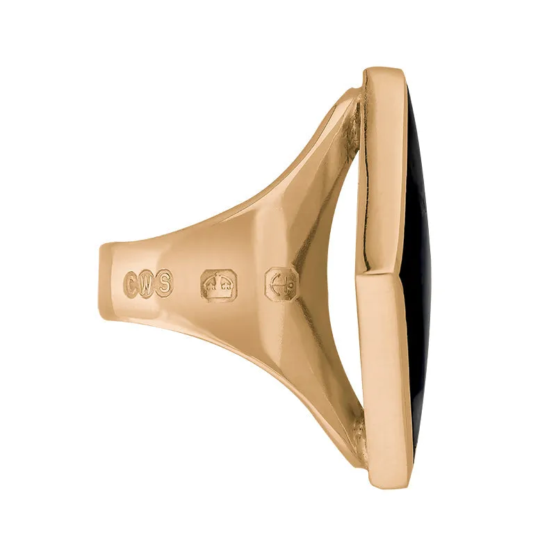 9ct Rose Gold Whitby Jet Queen's Jubilee Hallmark Medium Rhombus Ring D