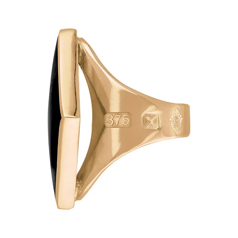 9ct Rose Gold Whitby Jet Queen's Jubilee Hallmark Medium Rhombus Ring D