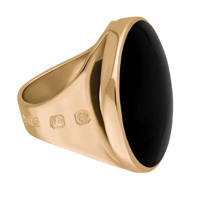 9ct Rose Gold Whitby Jet Queen's Jubilee Hallmark Medium Round Ring D