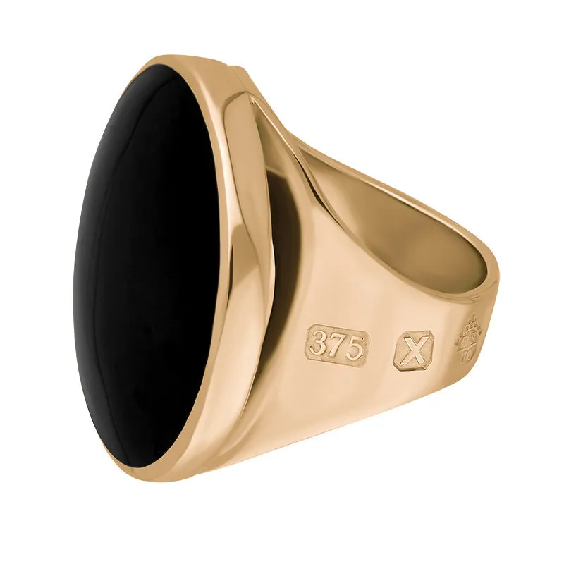 9ct Rose Gold Whitby Jet Queen's Jubilee Hallmark Medium Round Ring D