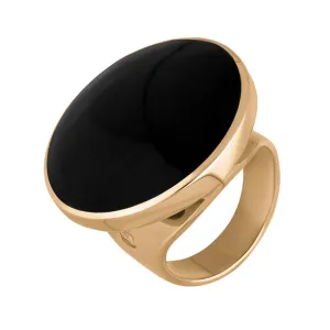 9ct Rose Gold Whitby Jet Queen's Jubilee Hallmark Medium Round Ring D