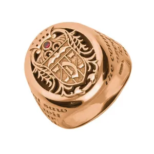 9ct Rose Gold Whitby Jet Ruby Dracula Crest Replica Signet Ring