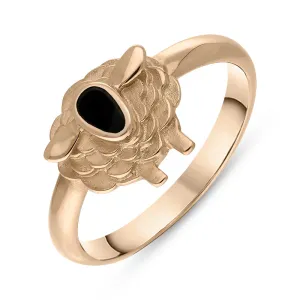 9ct Rose Gold Whitby Jet Sheep Ring