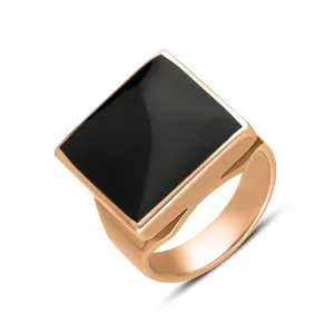 9ct Rose Gold Whitby Jet Small Square Ring