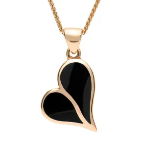 9ct Rose Gold Whitby Jet Split Heart Necklace