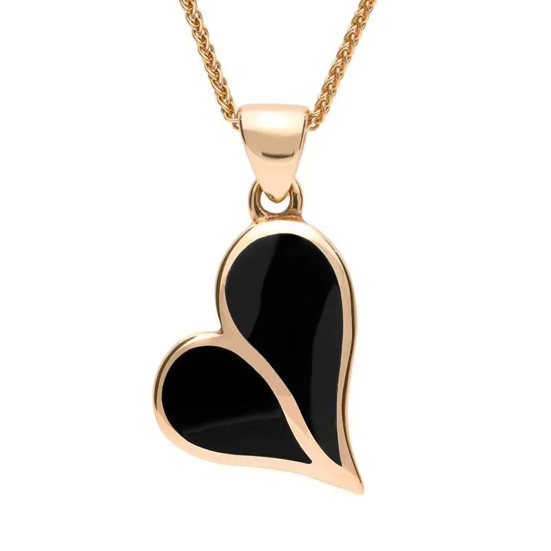9ct Rose Gold Whitby Jet Split Heart Necklace