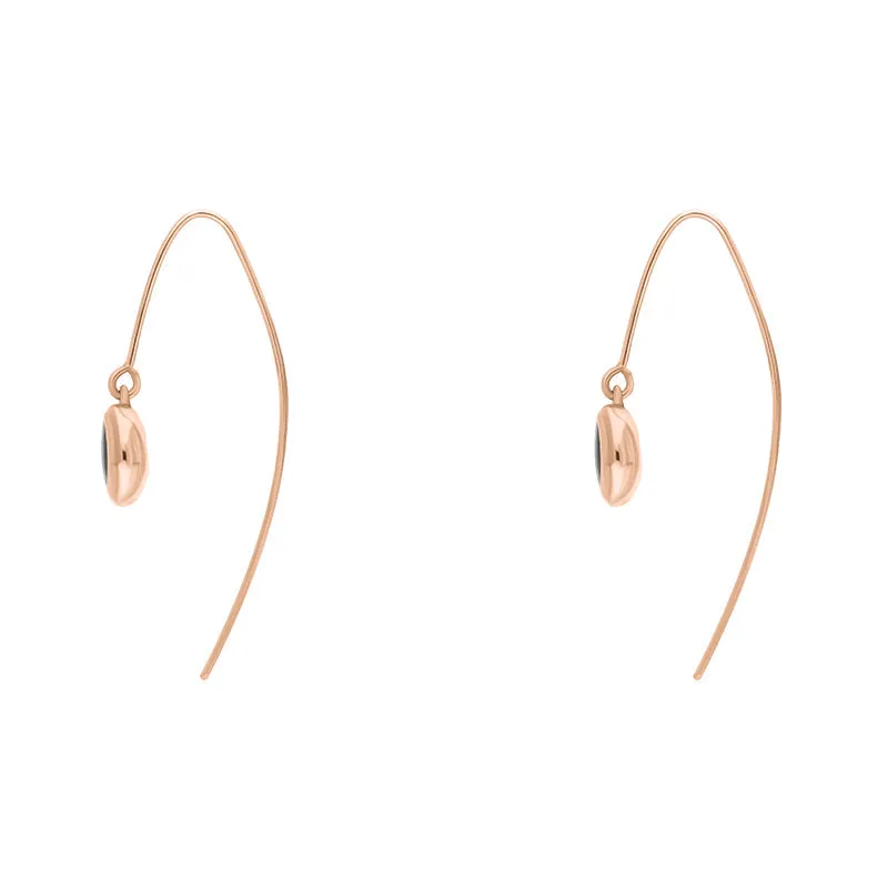 9ct Rose Gold Whitby Jet Star Disc Drop Earrings