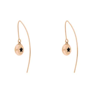 9ct Rose Gold Whitby Jet Star Disc Drop Earrings