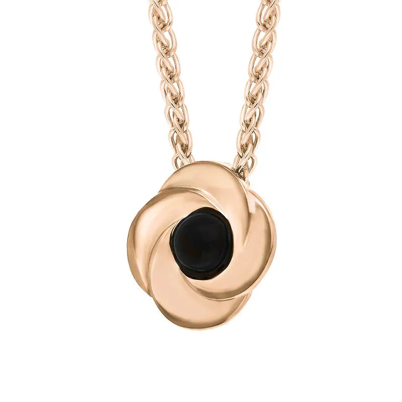 9ct Rose Gold Whitby Jet Stone Windmill Necklace