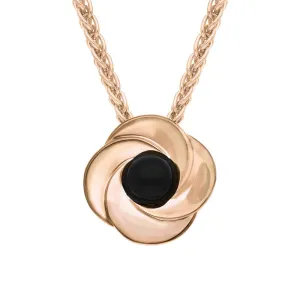 9ct Rose Gold Whitby Jet Stone Windmill Necklace