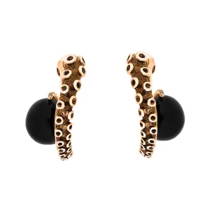 9ct Rose Gold Whitby Jet Tentacle Hoop Earrings