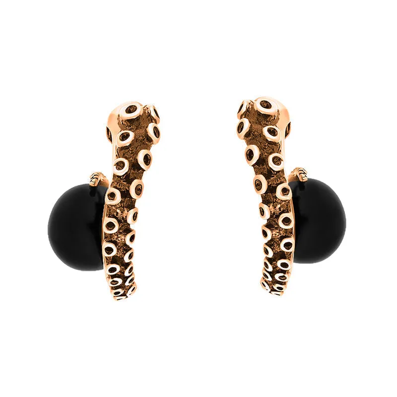 9ct Rose Gold Whitby Jet Tentacle Hoop Earrings