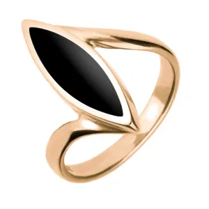 9ct Rose Gold Whitby Jet Toscana Marquise Twist Ring