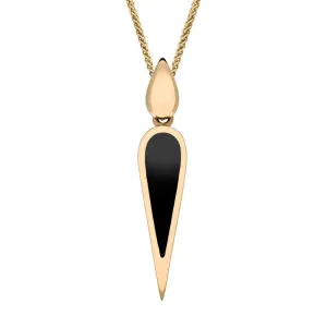 9ct Rose Gold Whitby Jet Toscana Pear Drop Necklace.