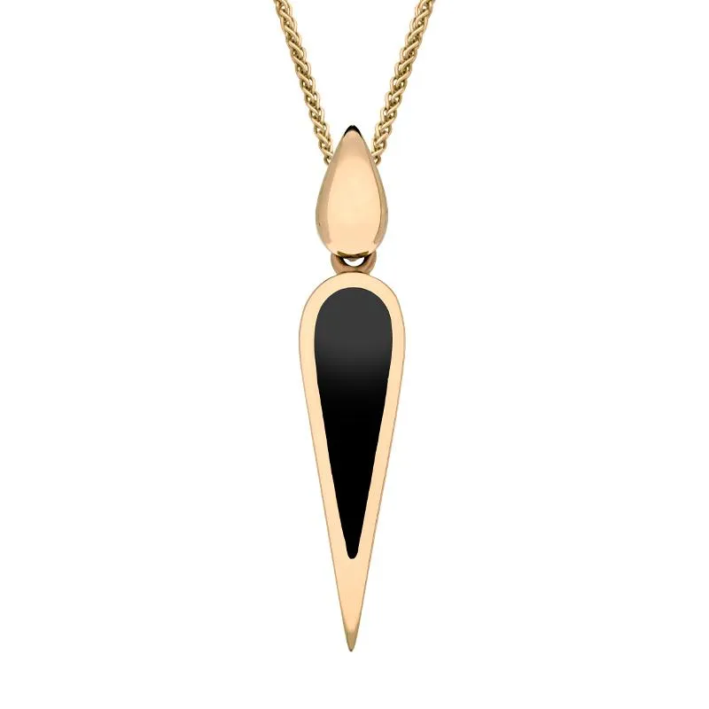 9ct Rose Gold Whitby Jet Toscana Pear Drop Necklace.