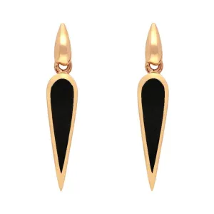 9ct Rose Gold Whitby Jet Toscana Slim Pear Drop Earrings