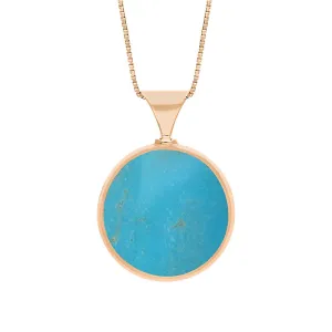 9ct Rose Gold Whitby Jet Turquoise Queens Jubilee Hallmark Double Sided Round Necklace D