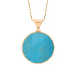 9ct Rose Gold Whitby Jet Turquoise Queens Jubilee Hallmark Double Sided Round Necklace D