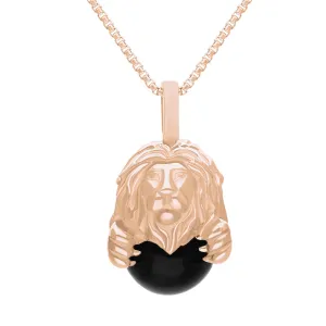 9ct Rose Gold Whitby Jet Zodiac Leo 10mm Bead Pendant