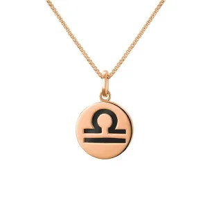 9ct Rose Gold Whitby Jet Zodiac Libra Round Necklace