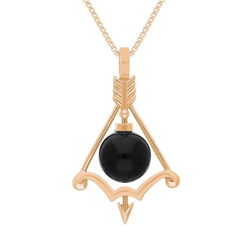 9ct Rose Gold Whitby Jet Zodiac Sagittarius 8mm Bead Pendant