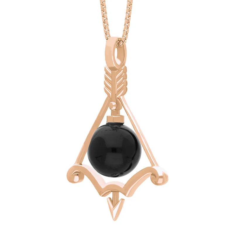 9ct Rose Gold Whitby Jet Zodiac Sagittarius 8mm Bead Pendant
