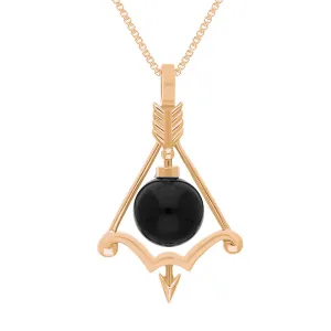 9ct Rose Gold Whitby Jet Zodiac Sagittarius 8mm Bead Pendant