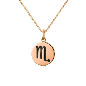 9ct Rose Gold Whitby Jet Zodiac Scorpio Round Necklace