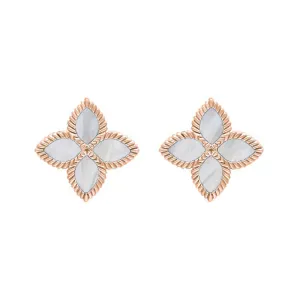 9ct Rose Gold White Mother of Pearl Eden Marquise Flower Stud Earrings
