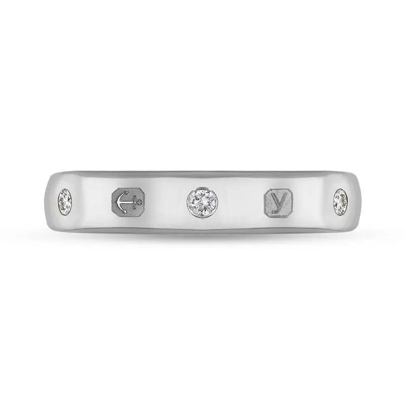 9ct White Gold 0.15ct Diamond King's Coronation Hallmark 4mm Ring D