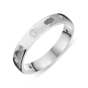 9ct White Gold 0.15ct Diamond King's Coronation Hallmark 4mm Ring D