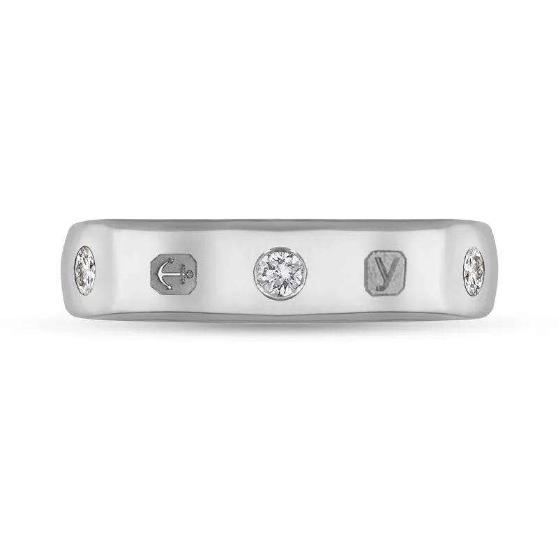9ct White Gold 0.15ct Diamond King's Coronation Hallmark 5mm Ring D