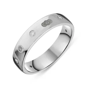 9ct White Gold 0.15ct Diamond King's Coronation Hallmark 5mm Ring D