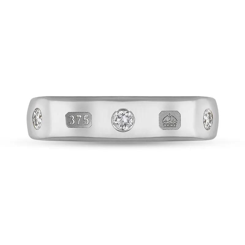 9ct White Gold 0.15ct Diamond King's Coronation Hallmark 5mm Ring D