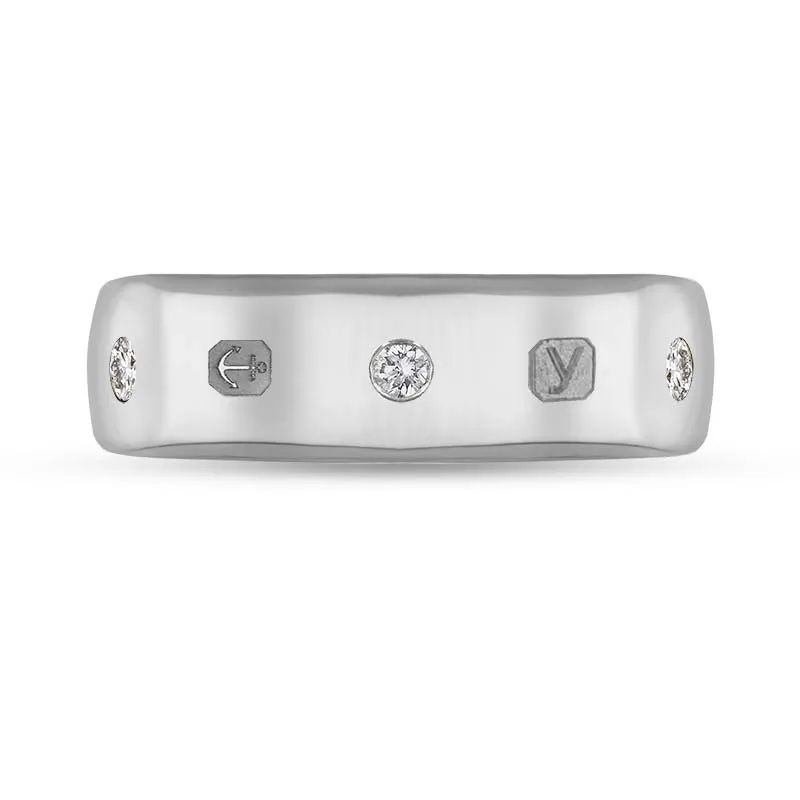 9ct White Gold 0.18ct Diamond King's Coronation Hallmark 6mm Ring D