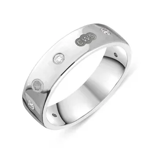 9ct White Gold 0.18ct Diamond King's Coronation Hallmark 6mm Ring D