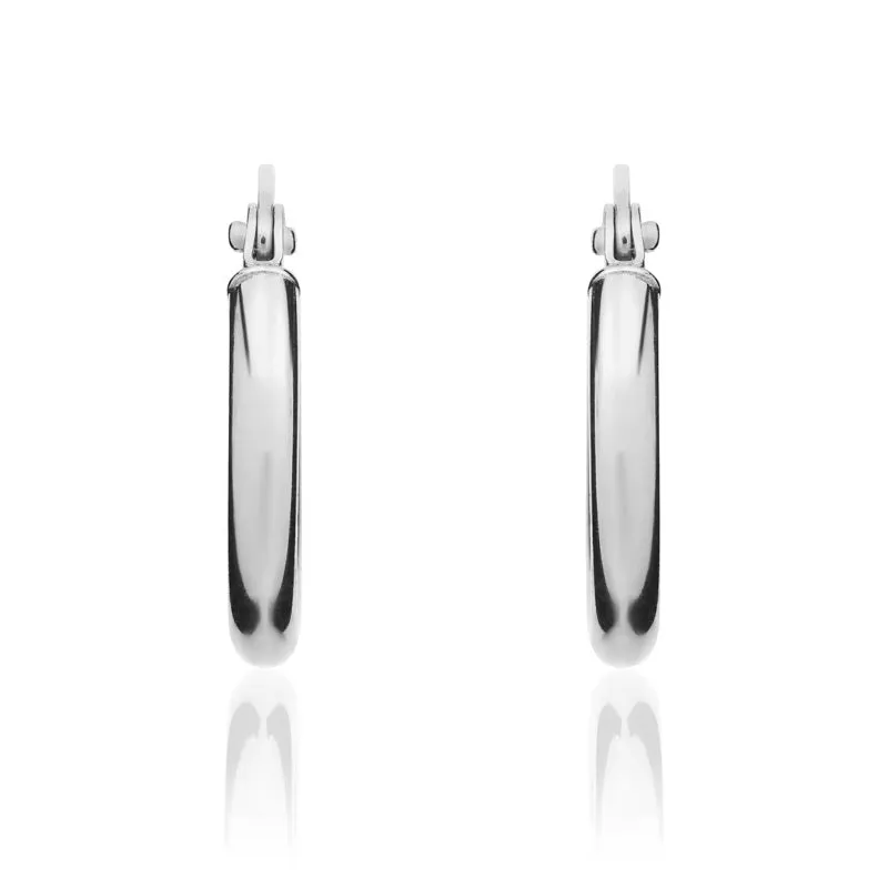9ct White Gold 13mm Hoop Earrings