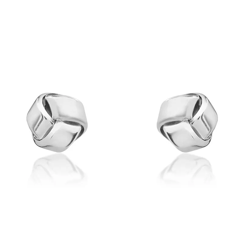 9ct White Gold 5mm Looped Knot Stud Earrings