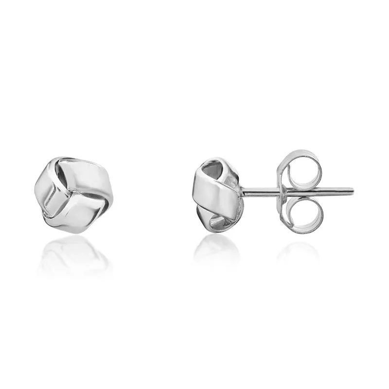 9ct White Gold 5mm Looped Knot Stud Earrings
