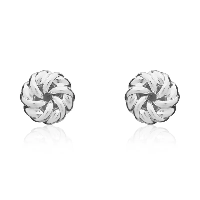 9ct White Gold 6mm Looped Knot Stud Earrings