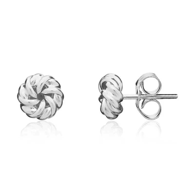 9ct White Gold 6mm Looped Knot Stud Earrings