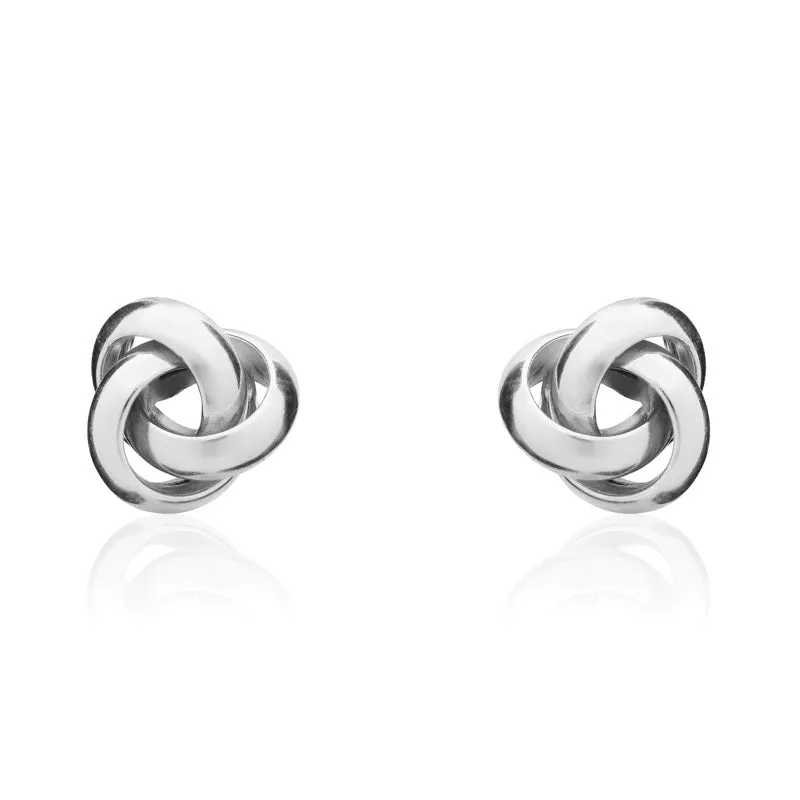 9ct White Gold 7mm Looped Knot Stud Earrings