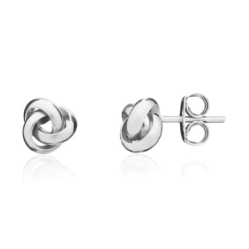 9ct White Gold 7mm Looped Knot Stud Earrings