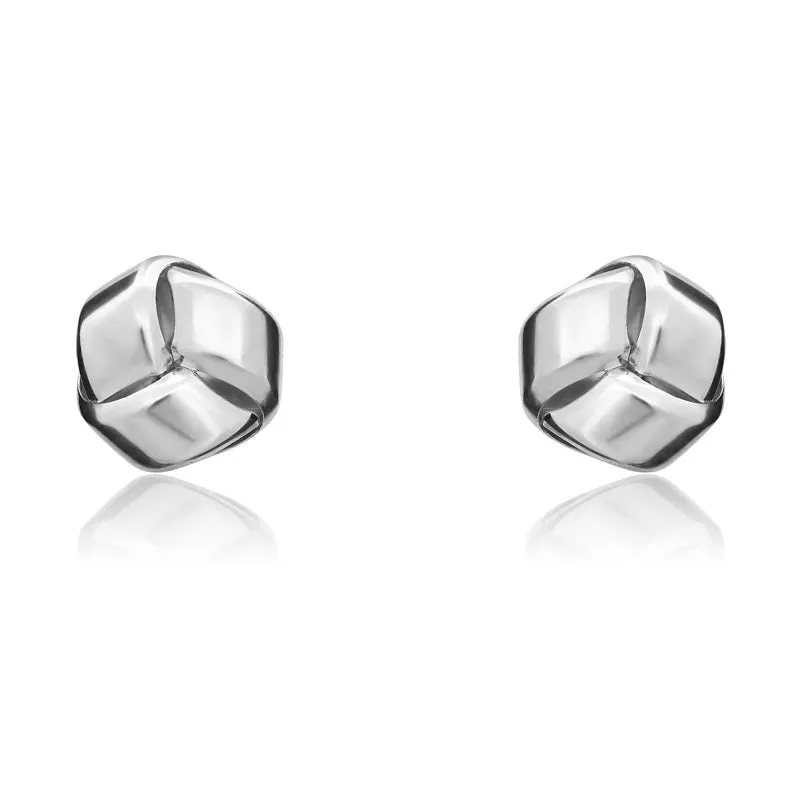 9ct White Gold 8mm Looped Knot Stud Earrings